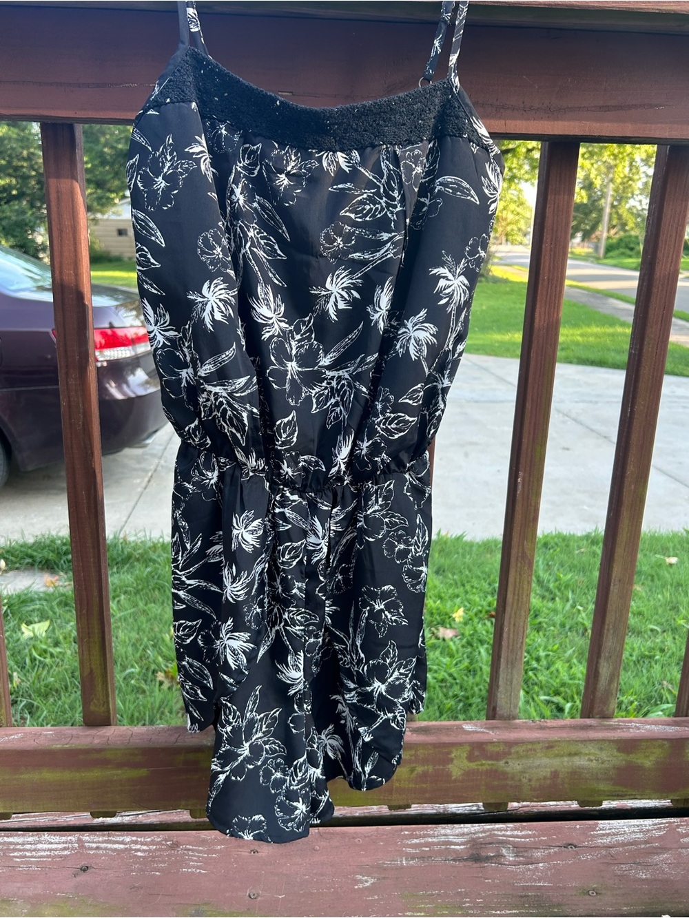 Hollister Black Floral Romper